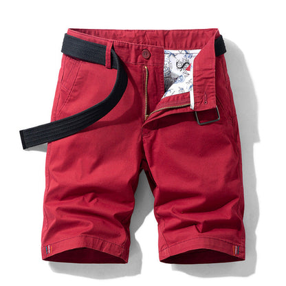 Men’s Knee-Length Shorts – Breathable Blend – Casual Fit – Belted with Side Pockets