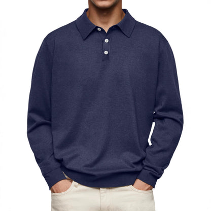 Men’s Polo Shirt – Soft Knit – Relaxed Fit – Long Sleeve Casual Style