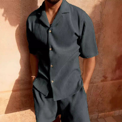 Men’s Button-Up Shirt – Relaxed Fit – Soft Textured – Short Sleeve Casual