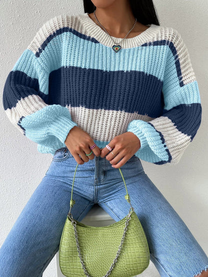 Women’s Sweater – Chunky Knit – Oversized Fit – Crew Neck – Long Sleeve Casual