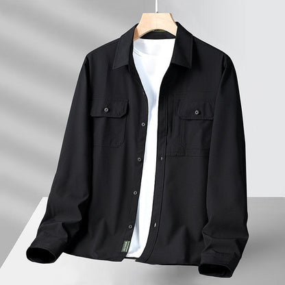 Men’s Long Sleeve Shirt – Relaxed Fit – Breathable Cotton Blend – Utility Pockets