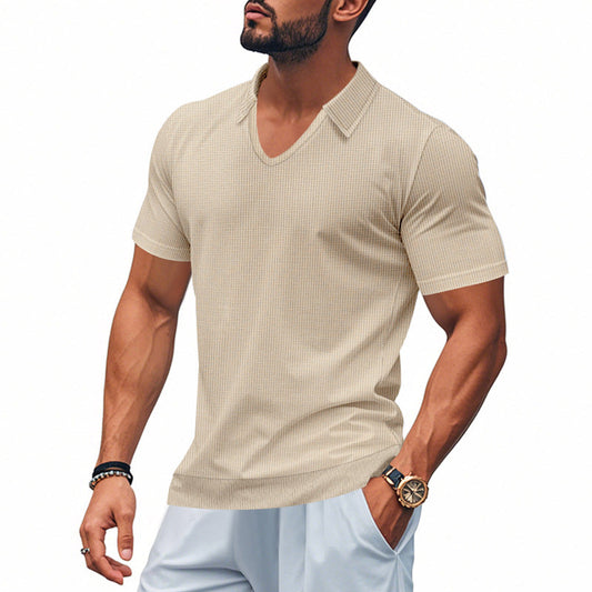 Men’s Polo Shirt – Breathable Cotton – Relaxed Fit – V-Neck Minimalist Casual Style