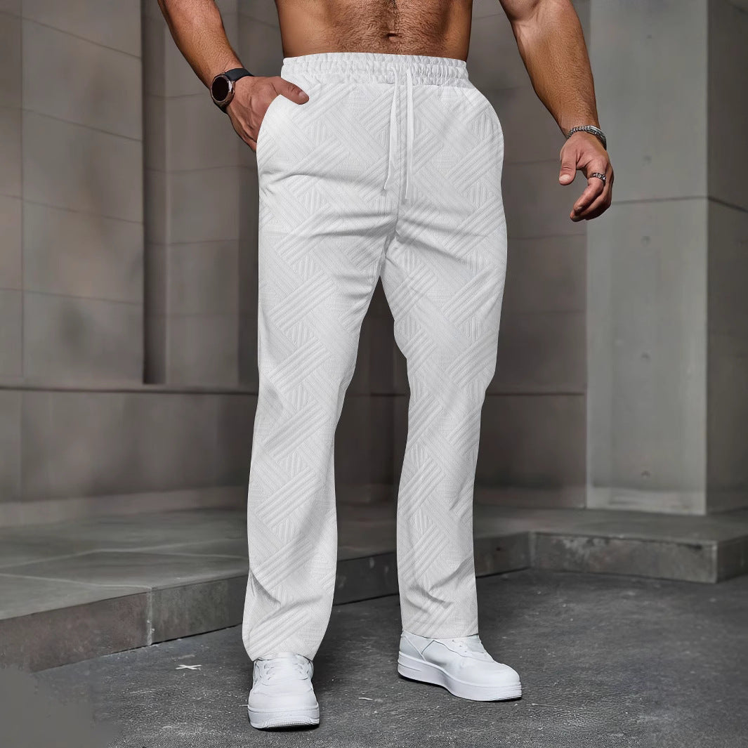 Men’s Joggers – Relaxed Fit – Cotton Blend – Textured Fabric – Elastic Waist – Pockets