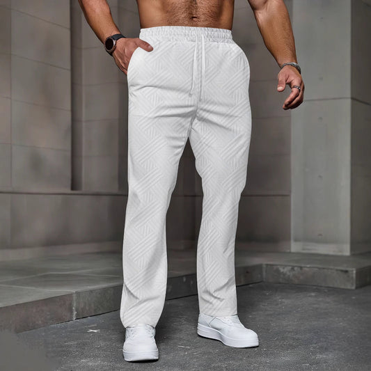 Men’s Joggers – Relaxed Fit – Cotton Blend – Textured Fabric – Elastic Waist – Pockets
