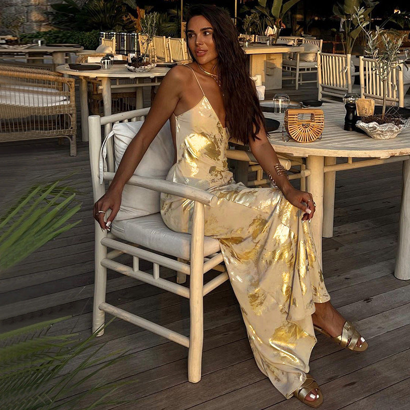 Women’s Slip Dress – Satin Finish – Slim Fit – Backless – Spaghetti Straps – Full Length