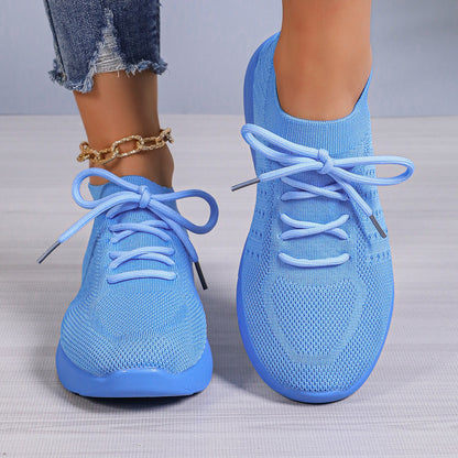 Women’s Sports Shoes – Soft Knit Upper – Cushioned Sole – Lace-Up Fit