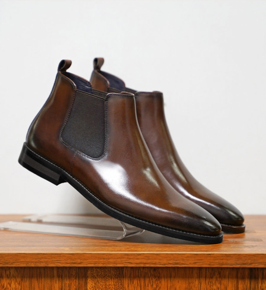 Men’s Chelsea Boots – Leather Upper – Sleek Fit – Ankle Height Slip-On Design