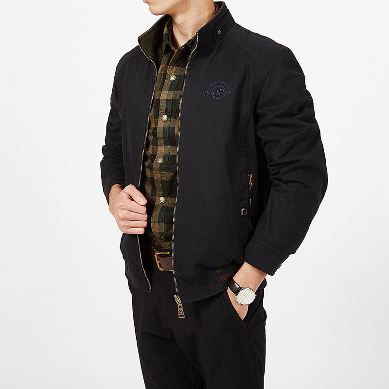 Men’s Reversible Jacket – Standard Fit – Zip Front – Natural Fibers – Wind Resistant