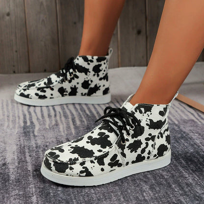 Women’s Low-Top Sneakers – Canvas – Moc-Toe – Lace-Up – Patterned Casual Fit