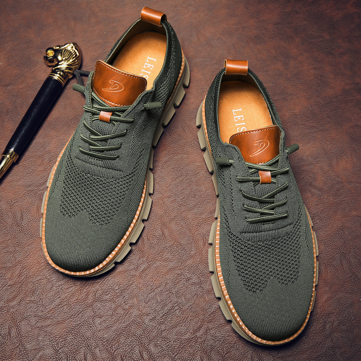 Men’s Casual Shoes – Knit Upper – Cushioned Sole – Breathable Flexible Fit
