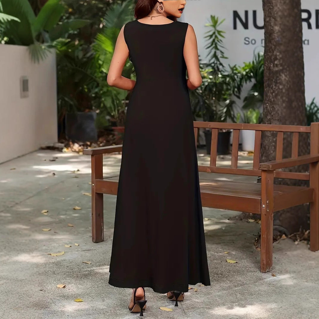 Women’s Mid-Length Dress – Sleeveless – Relaxed Fit – Lightweight Minimalist Style