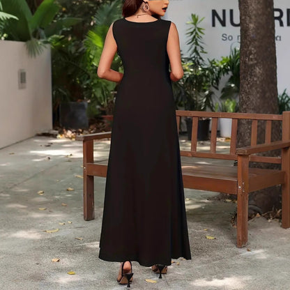 Women’s Mid-Length Dress – Sleeveless – Relaxed Fit – Lightweight Minimalist Style