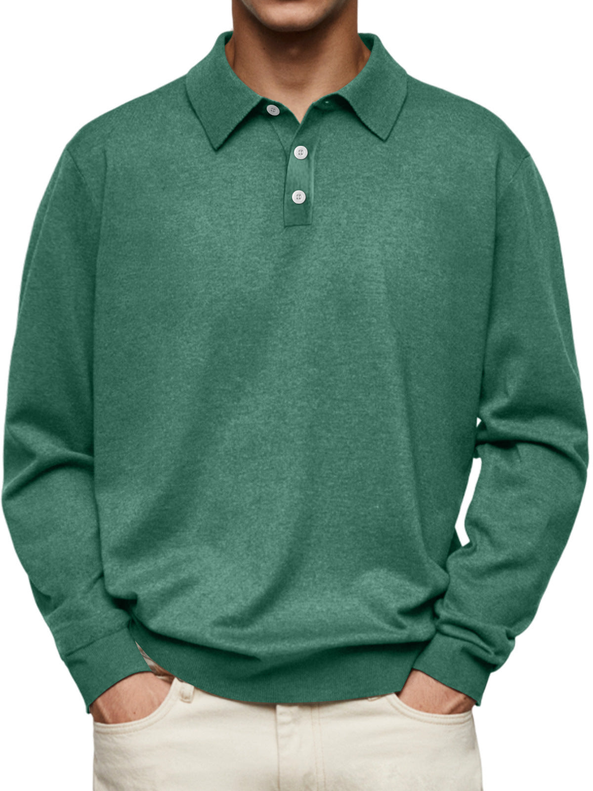Men’s Polo Shirt – Soft Knit – Relaxed Fit – Long Sleeve Casual Style