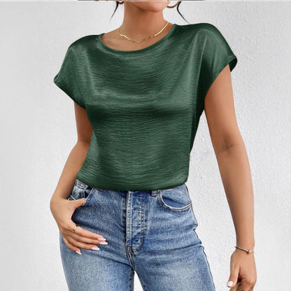 Women’s Short Sleeve Shirt – Relaxed Fit – Luxury Fabric – Shimmering Finish