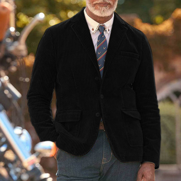 Men’s Blazer – Tailored Fit – Textured Corduroy – Notch Lapel Semi-Formal Jacket