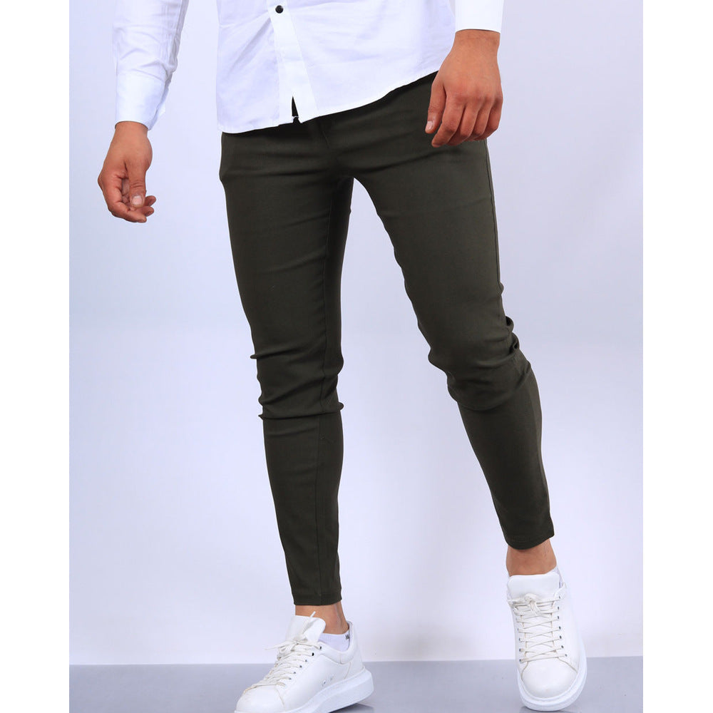 Men’s Dress Pants – Slim Fit – Woven Fabric – Faux Pockets – Full Length Formal Wear