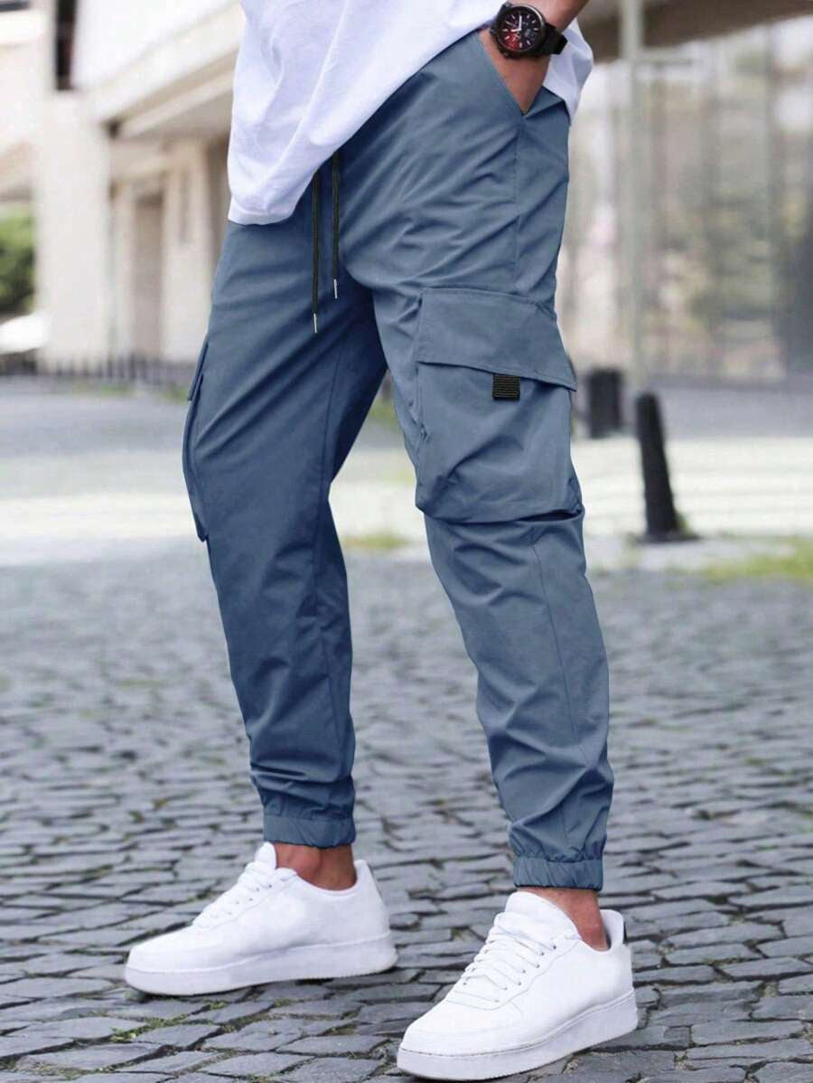 Men’s Cargo Jogger Pants – Relaxed Fit – Breathable Blend – Drawstring Waist – Elastic Cuffs