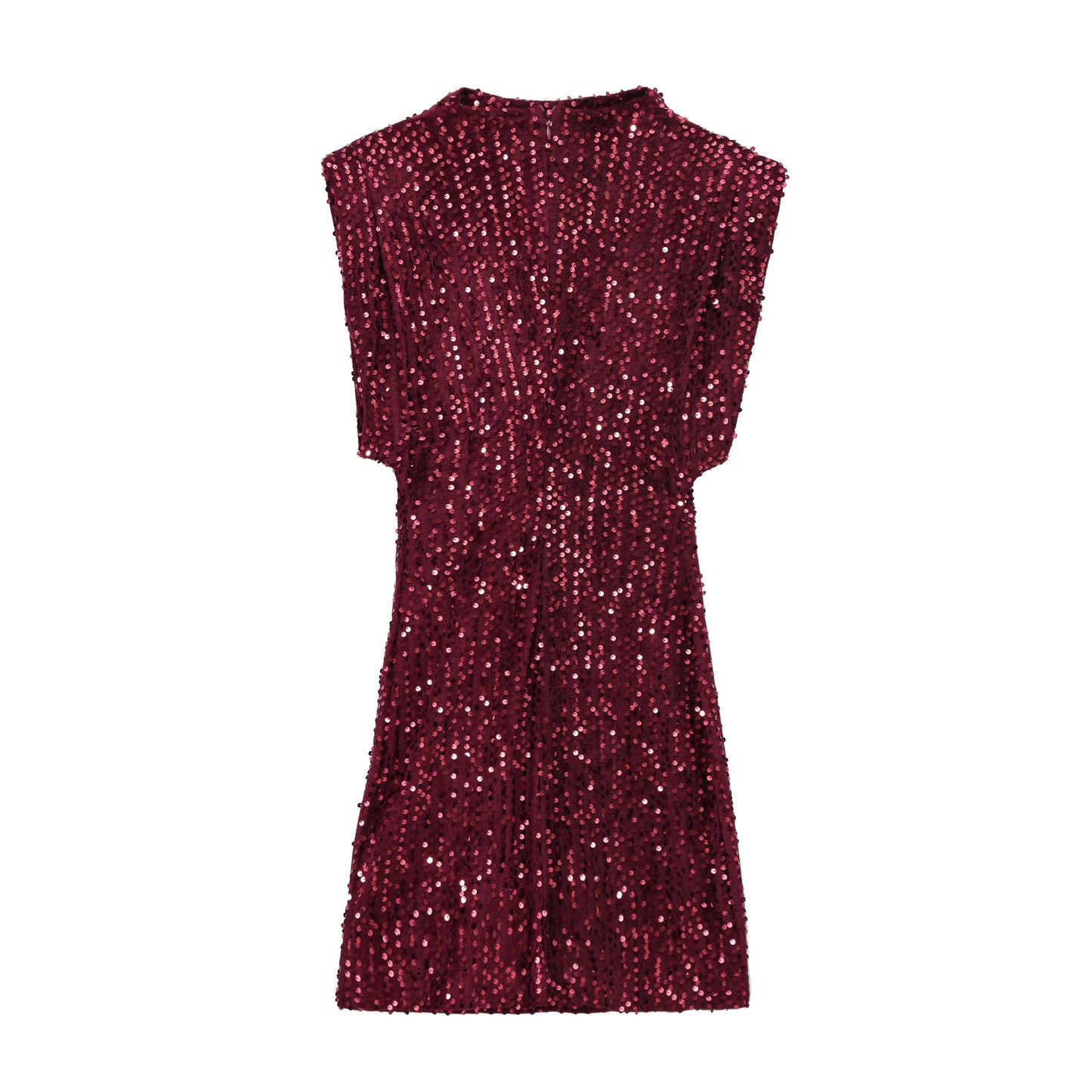 Women’s Mini Dress – Slim Fit – Sequin Fabric – Sleeveless – Structured Shoulders
