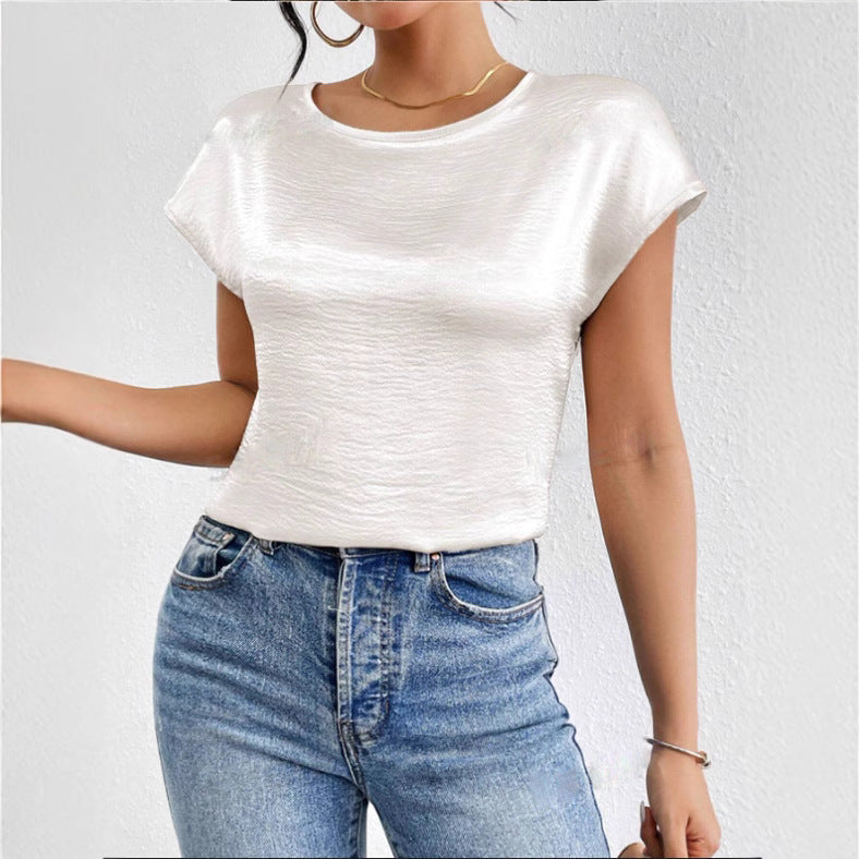 Women’s Short Sleeve Shirt – Relaxed Fit – Luxury Fabric – Shimmering Finish