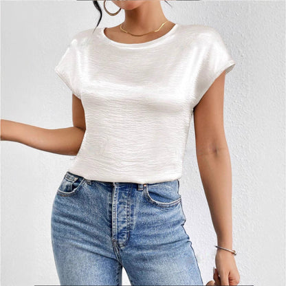 Women’s Short Sleeve Shirt – Relaxed Fit – Luxury Fabric – Shimmering Finish