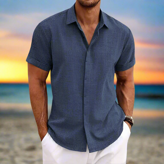Men’s Short-Sleeve Shirt – Relaxed Fit – Breathable Blend – Button-Down Casual Style
