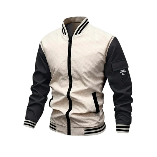 Men’s Bomber Jacket – Breathable Blend – Standard Fit – Ribbed Trim – Sleeve Pocket