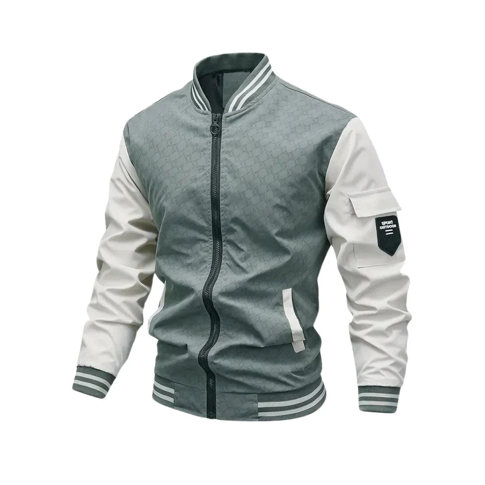 Men’s Bomber Jacket – Breathable Blend – Standard Fit – Ribbed Trim – Sleeve Pocket