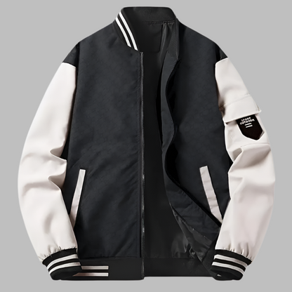 Men’s Bomber Jacket – Regular Fit – Contrast Sleeves – Zip Closure – Ribbed Trim