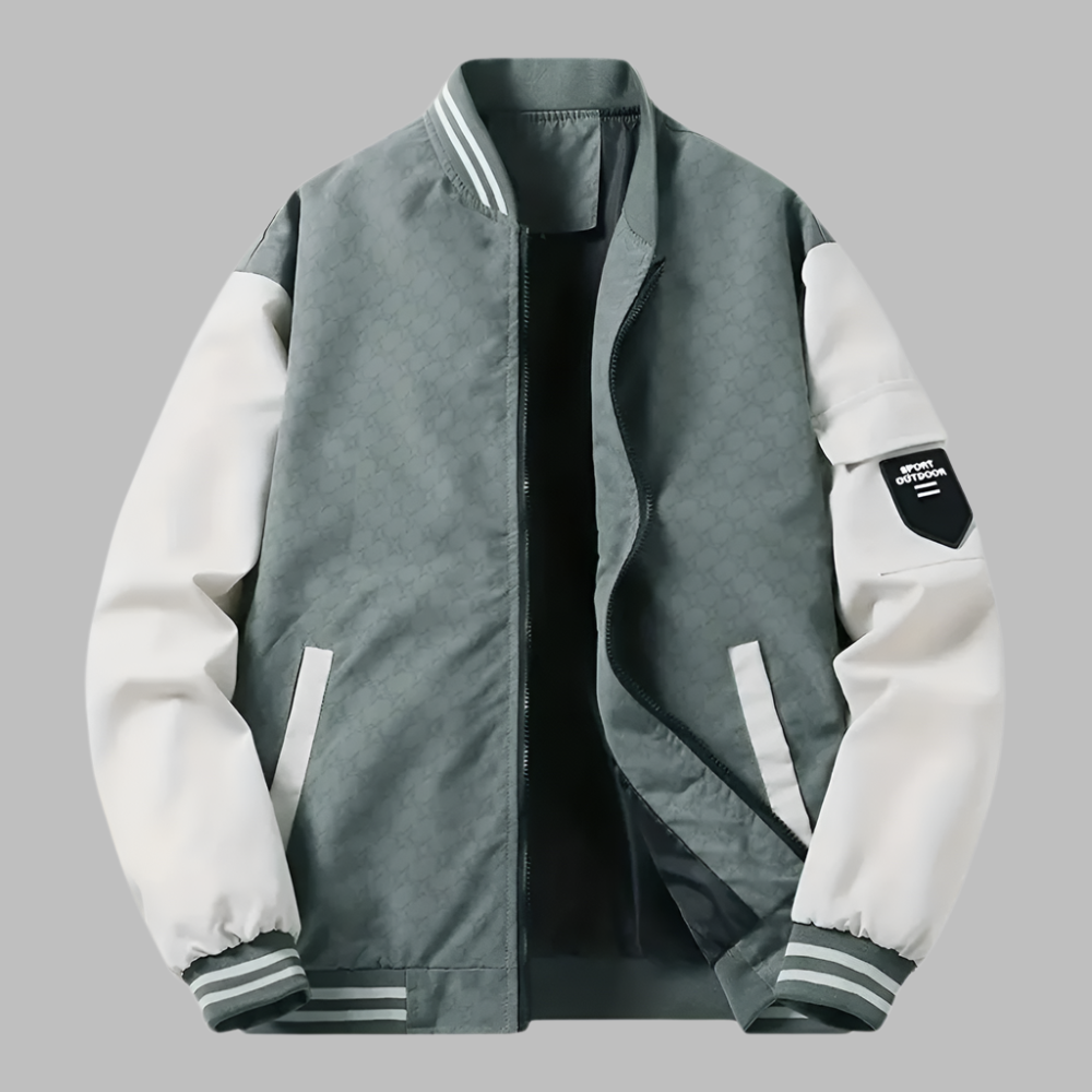 Men’s Bomber Jacket – Regular Fit – Contrast Sleeves – Zip Closure – Ribbed Trim