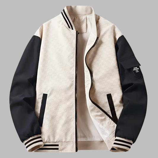 Men’s Bomber Jacket – Regular Fit – Contrast Sleeves – Zip Closure – Ribbed Trim