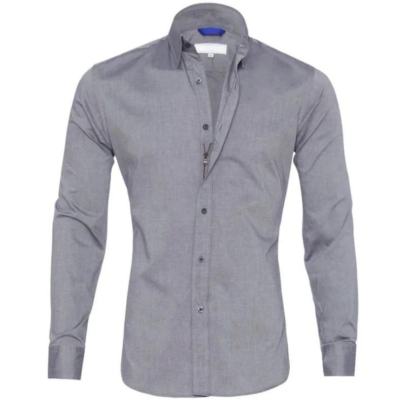 Men’s Zipper Shirt – Slim Fit – Wrinkle-Free – Breathable Blend – Smart Casual