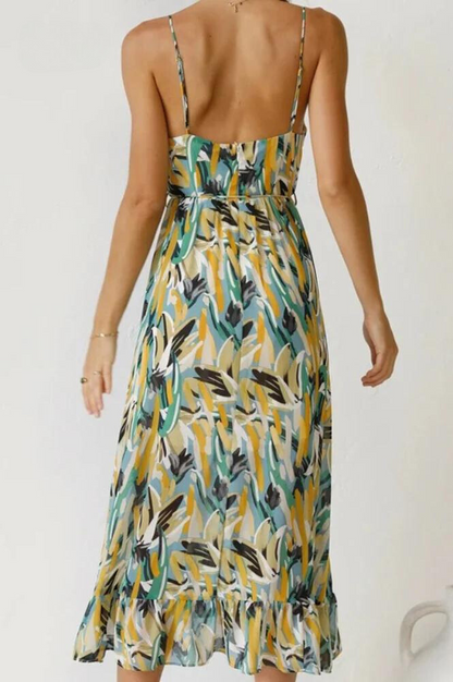 Women's Maxi Dress - Flowy Sleeveless Fit - Spaghetti Straps - Ruffled Hem