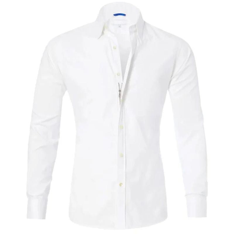 Men’s Zipper Shirt – Slim Fit – Wrinkle-Free – Breathable Blend – Smart Casual