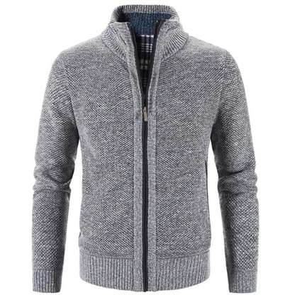 Men’s Cardigan – Soft Knit – Structured Fit – Zipper Front – Mock Neck – Wool Blend