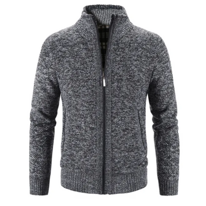 Men’s Cardigan – Soft Knit – Structured Fit – Zipper Front – Mock Neck – Wool Blend