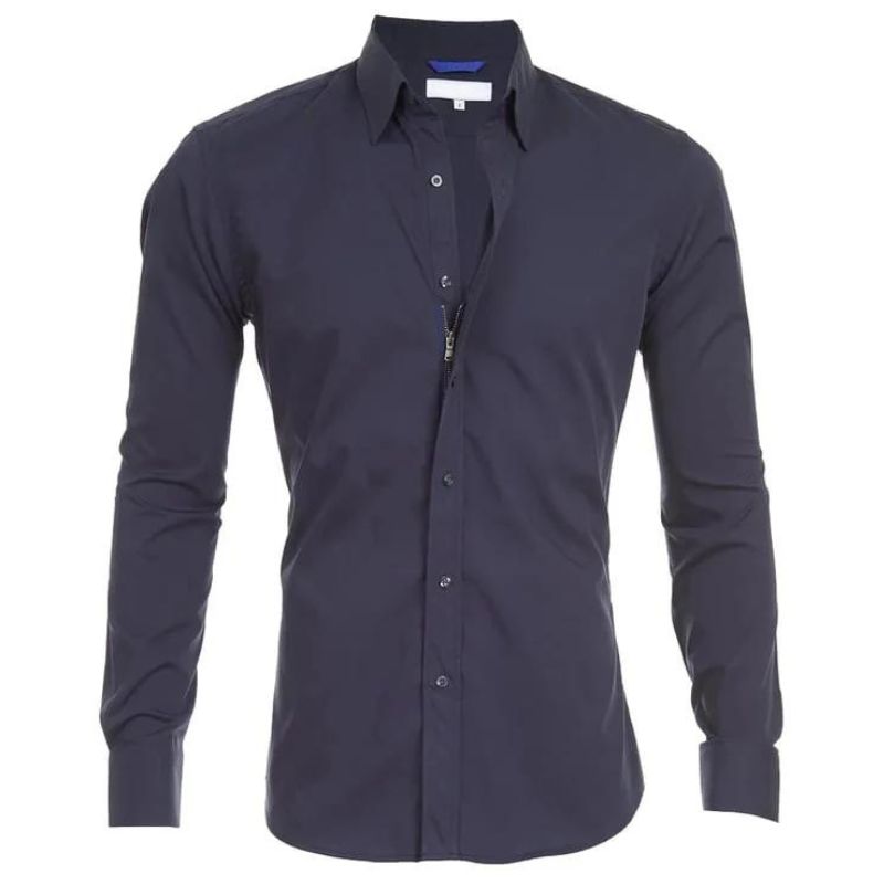 Men’s Zipper Shirt – Slim Fit – Wrinkle-Free – Breathable Blend – Smart Casual