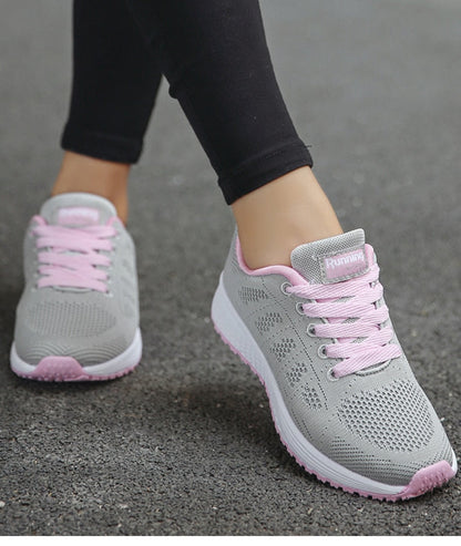 Women’s Sneakers – Breathable Mesh – Supportive Fit – Lace-Up with Pull Tab