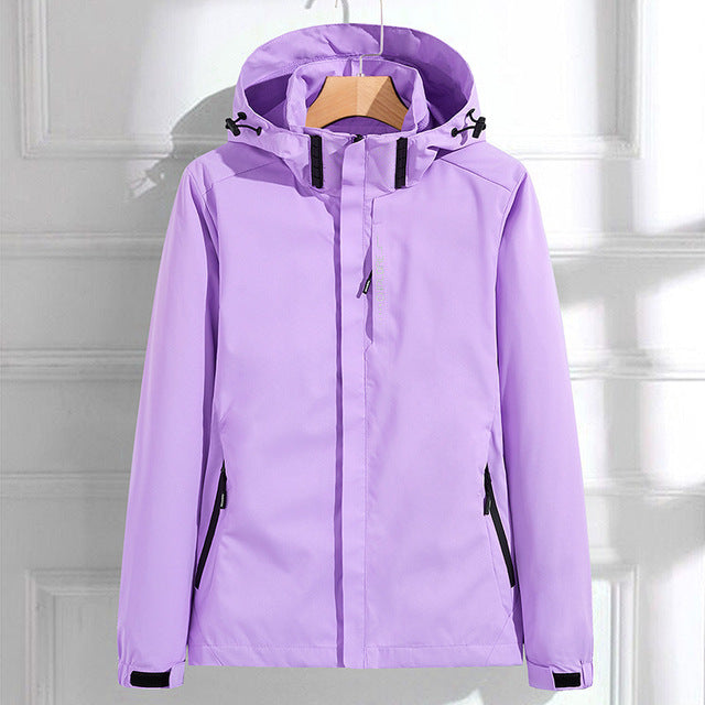 Women’s Rain Jacket – Water-Resistant – Hooded – Adjustable Cuffs – Hip Length Fit