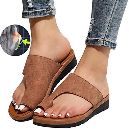 Women’s Wedge Heel Slippers – Orthopedic Support – Open Toe – Slip-On Fit – Casual Wear