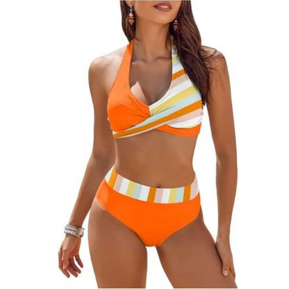 Women’s Bikini Set – Push-Up Halter Top – High-Waist Bottom – Seamless Breathable Fit