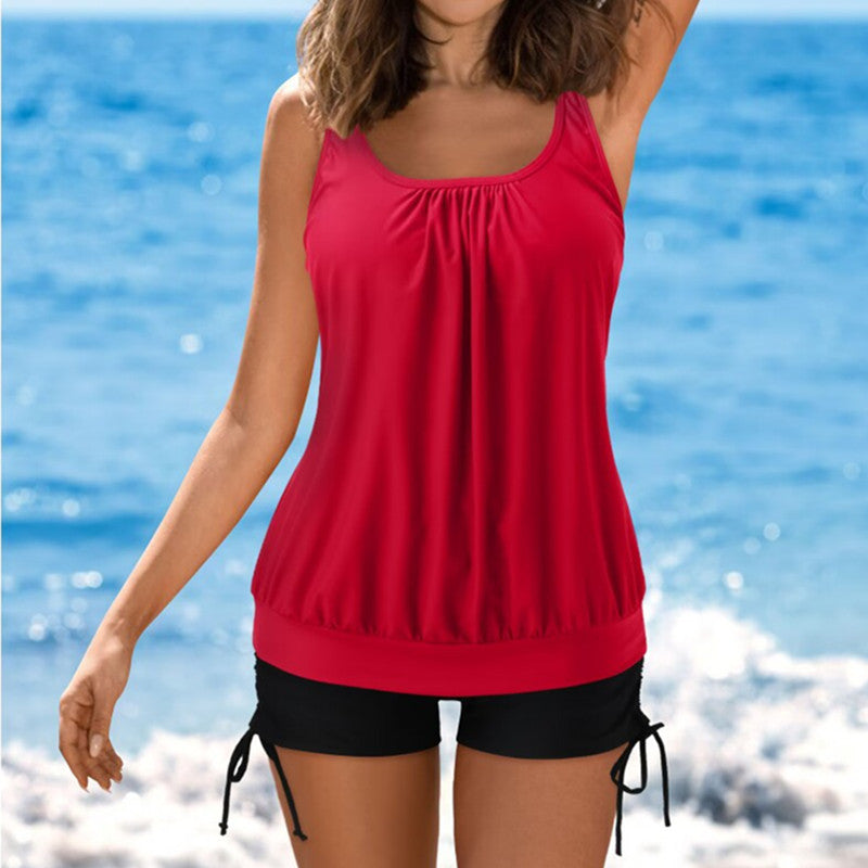 Women’s Tankini Set – Relaxed Fit Top – Full Coverage Shorts – Breathable Blend