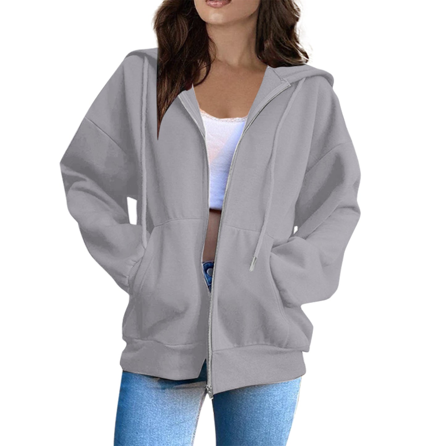Women’s Hooded Jacket – Oversized Fit – Plush Fleece – Full Zip Casual Layer