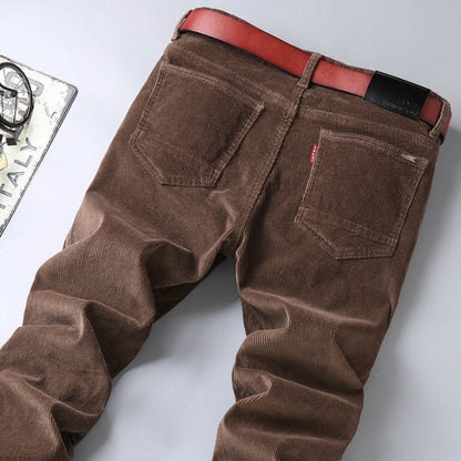 Men’s Corduroy Pants – Tailored Fit – Straight Leg – Full Length – Button Waist