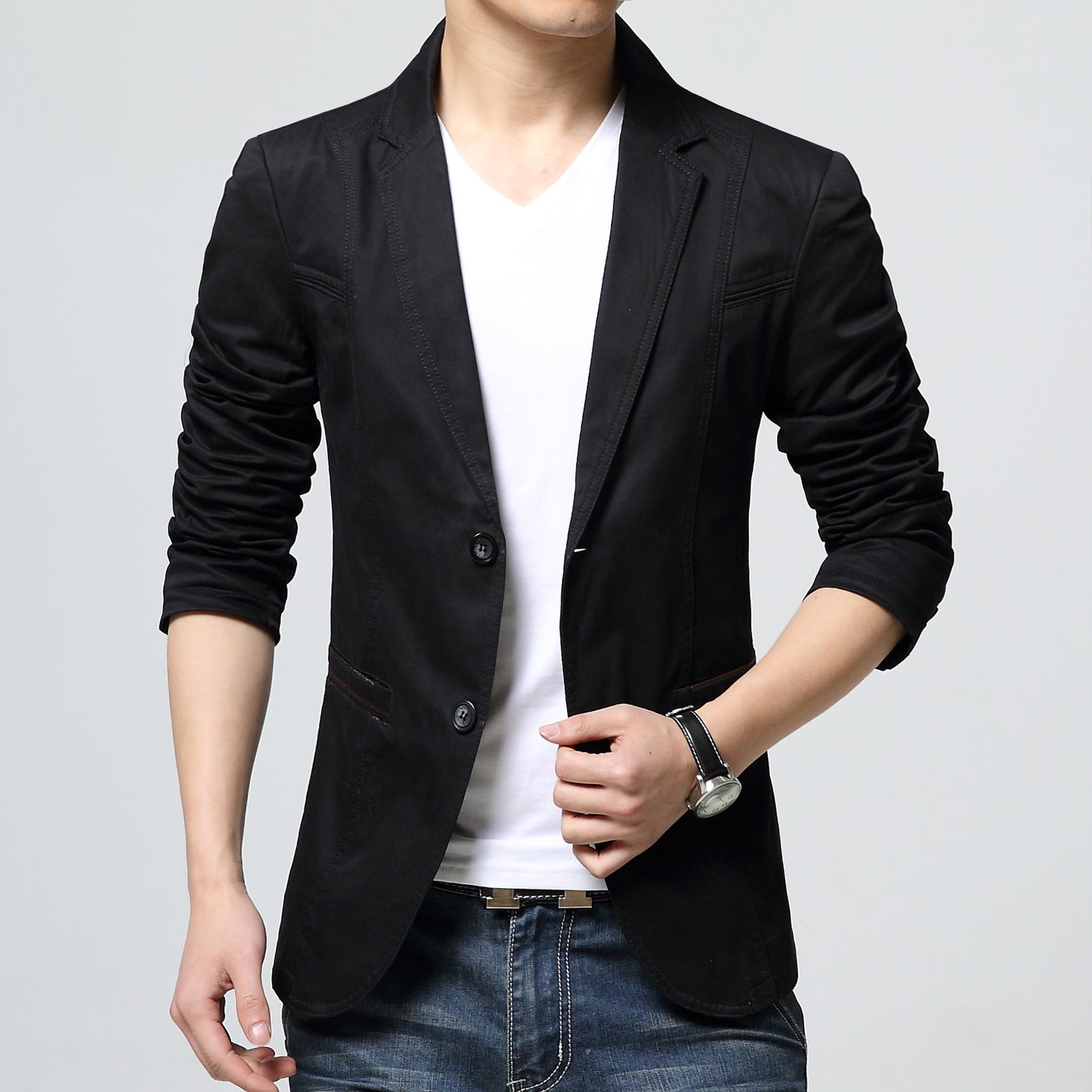 Men’s Blazer – Slim Fit – Tailored Silhouette – Woven Fabric – 2-Button Closure