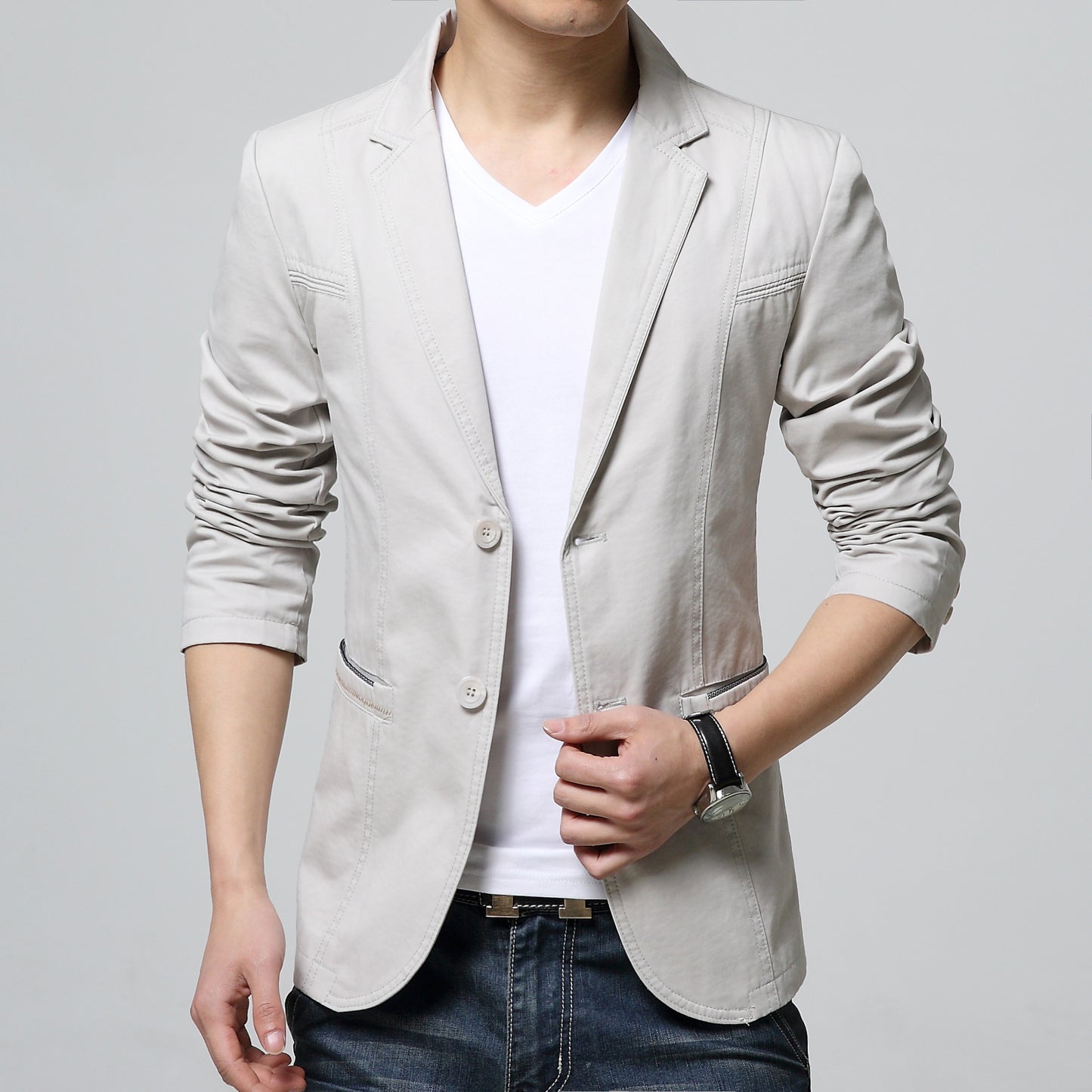 Men’s Blazer – Slim Fit – Tailored Silhouette – Woven Fabric – 2-Button Closure