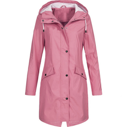 Women’s Raincoat – Waterproof Hooded – Slim Fit – Mid-Length Lightweight Design