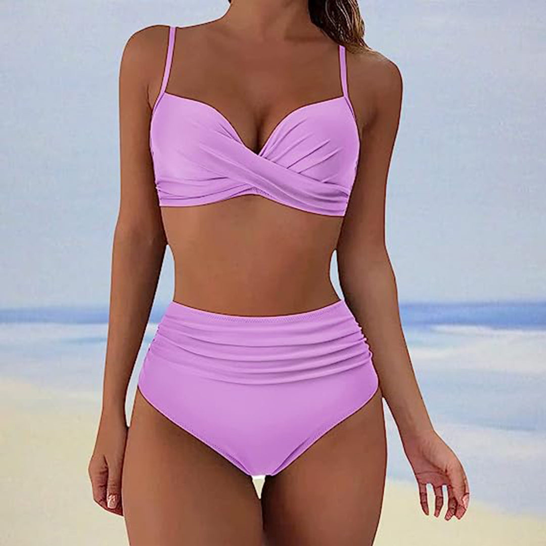 Women’s Bikini – High Waist – Cross Front – Padded Cups – Adjustable Straps – Breathable Blend