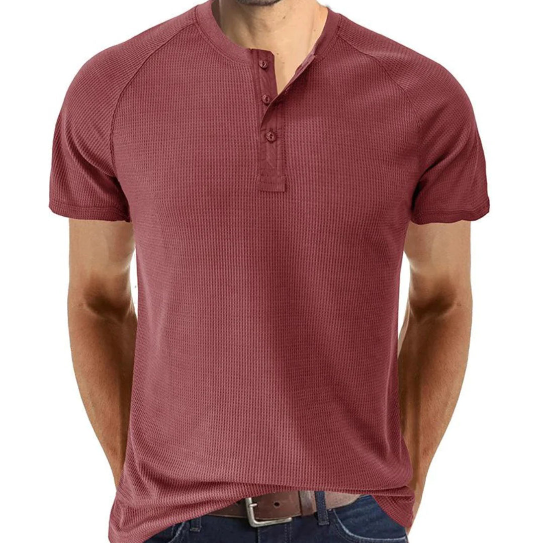 Men’s Henley Shirt – Slim Fit – Soft Knit – Short Sleeve – Breathable Casual Wear