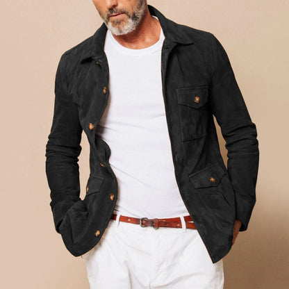 Men’s Jacket – Classic Fit – Button-Down Front – Flap Pockets – Luxury Fabric