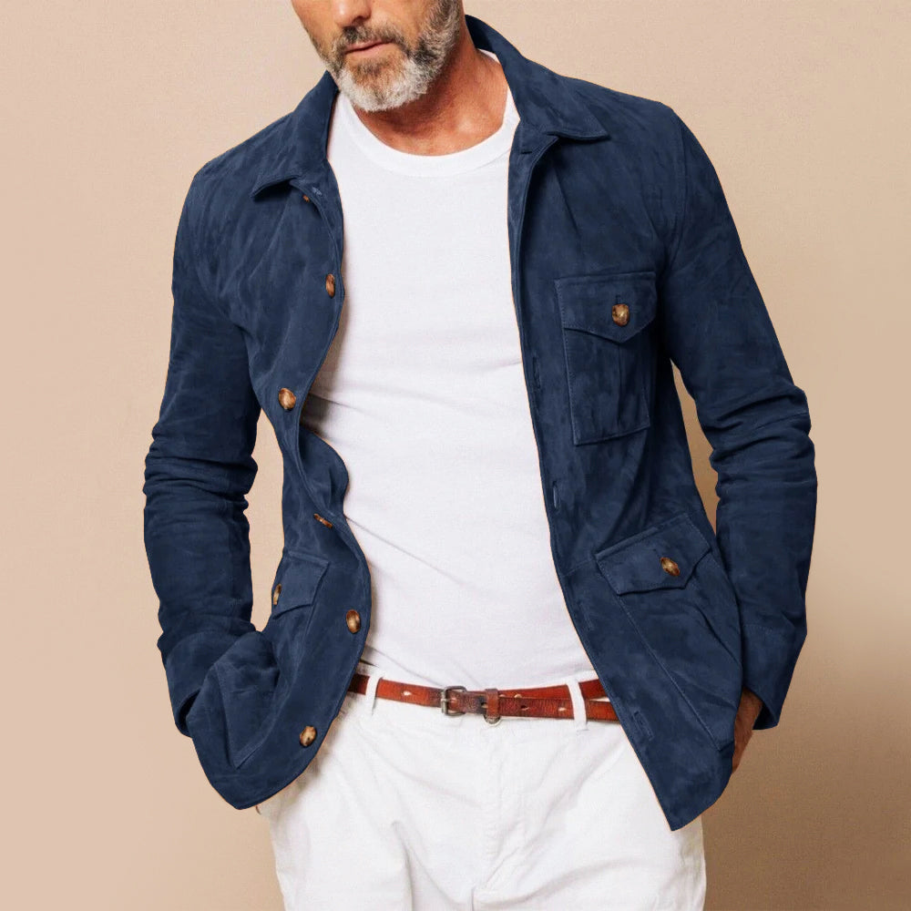 Men’s Jacket – Classic Fit – Button-Down Front – Flap Pockets – Luxury Fabric